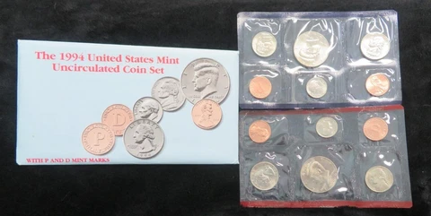 1994 U.S. Uncirculated Mint Set * P & D Mint Marks. 10 Coins and 2 Tokens Cover