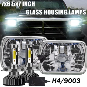 Pair 5x7" 7x6" 300W LED Headlights Hi/Lo Beam For Dodge D150 D250 D350 Ram 50 H4 - Foto 1 di 18