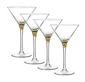 QUALIA HELIX GOLD KLAR MARTINI COCKTAIL 8 OZ GLAS BARGESCHIRR 7,5" 4 STÜCK NEU IM KARTON - Bild 1 von 6
