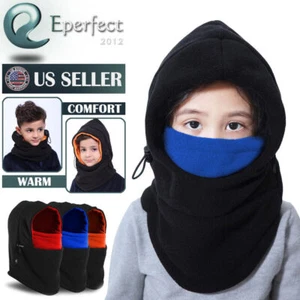 Kids Winter Balaclava Hat Fleece Ski Face Mask Snow Hood Warm Boys Girls Toddler - Picture 1 of 10