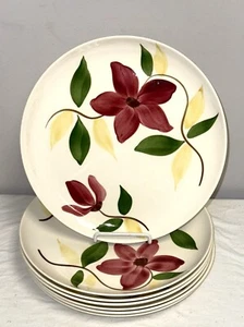 7 Stetson China RIO RED FLOWER 10 1/4" DINNER PLATES - Picture 1 of 2