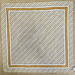 Valentino Stripes Monogram White Square Cotton Scarf, 17 inches"#A72 - Picture 1 of 3