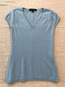 Express Design Studio 100% Cashmere V-neck Blue Cap Sleeve Sweater Women “Medium - Picture 1 of 11