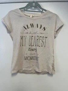 Jeanswest Tshirt "Always be with u Dearest Every Single Moment" Tan Size Small - Picture 1 of 8