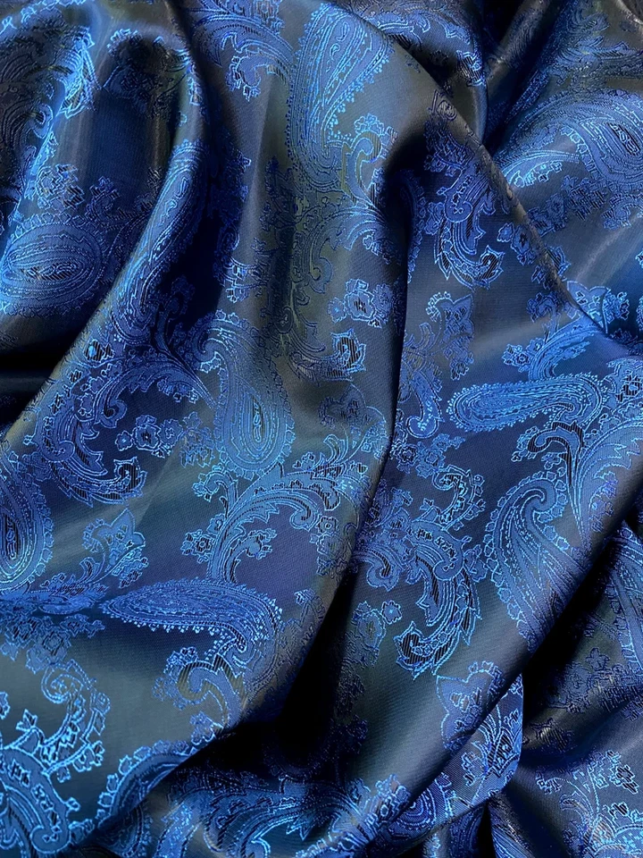 Cupro Bemberg Lining Paisley Jacquard Fabric Material 60"W Jackets Suits Shirts - Image 1 of 4