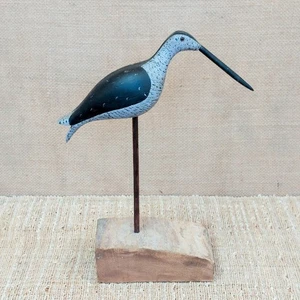 Esca sandpiper in legno intagliato dipinto metà secolo dopo Samuel Stevens altezza 11" - Foto 1 di 9