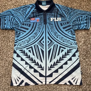 Forever Fiji Rugby Polo Estilo Jersey Azul Ombre Tribal Designs XL Jacks Of Fiji - Imagen 1 de 12