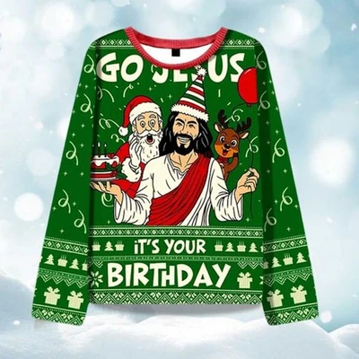 Go Jesus It’s Your Birthday Ugly Christmas Sweater - Christmas Gift - Image 1 of 4