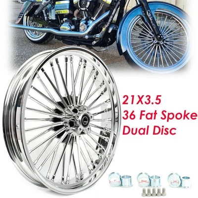 Llanta fundida delantera con radios gruesos 21x3,5 para Harley Heritage Softail Classic FLSTC Foto 1 de 4