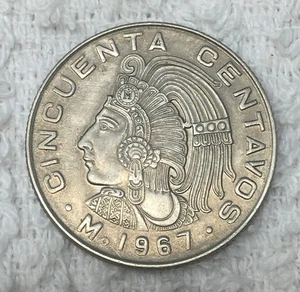 1967 Mo Mexiko 50 Centavos Münze Kupfer Nickel Legierung Cuauhtémoc - Bild 1 von 2