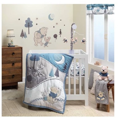 	Juego de cama mini cuna Lambs & Ivy LAMCR Forever Pooh de 3 piezas azul 780020	 Foto 1 de 4