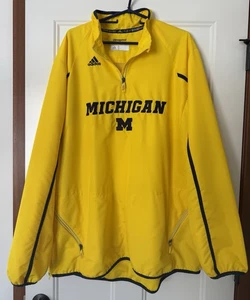 Michigan Wolverines - adidas ClimaProof 1/4-Zip Windbreaker Yellow New XXL 2X - Picture 1 of 7
