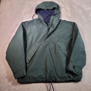 Vintage GAP Jacke Herren mittelgrün Anorak Pullover Kapuze Fleece gefüttert 90er - Bild 1 von 16