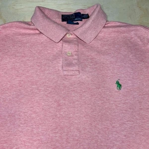 POLO BY RALPH LAUREN Custom Fit Poloshirt Heather Pink Grün Pony Herren L Weich - Bild 1 von 8
