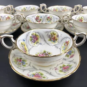Antica zuppiera e piattini Hammersley & Co Ovington Bros. NY 8 panna brodo - Foto 1 di 12
