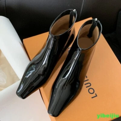 女士的隐藏楔形中跟踝靴皮鞋办公室女士OL工作2025 — 第 1/4 张图片