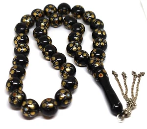 Yousr Or Black Coral islamic prayer tasbih 33 beads مستحه يسر - Picture 1 of 5