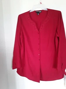 NORTON MCNAUGHTON Women’s 1X Top Button Shirt Blouse Red NEW - Picture 1 of 4