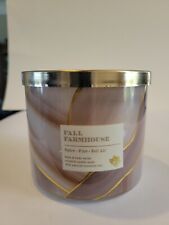 " FALL FARMHOUSE" Bath Body Works 3-wisks Scented Candle with Natural Essen.oils