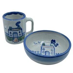 MA Hadley Studio Pottery Mug 10 oz And Cereal Bowl 5.5” House Ship All Gone Set - Picture 1 of 15