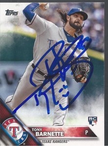 Texas Rangers TONY BARNETTE Signed 2016 Topps Card