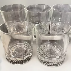 Set Of 5 Crown Royal Whiskey Embossed Logo Round Rocks Lowball Drinking Glass - Picture 1 of 6
