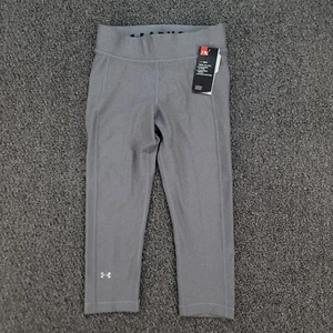 Under Armour Tech Capri Womens Medium Gray Compression Leggings UA HeatGear Gym - Picture 1 of 11