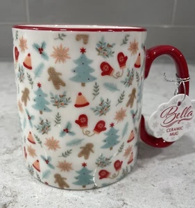 DITSY GINGERBREAD Mug 10 Strawberry Street Bella Holiday Christmas Tree Mittens - Picture 1 of 4