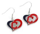 Cleveland Indians MLB Silver Swirl Heart Dangle Earrings Aminco 