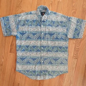 Vintage 90's Chaps Ralph Lauren Hawaiian Camp Shirt Mens Large Floral Abstract  - Picture 1 of 9