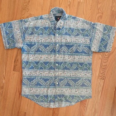 Vintage 90's Chaps Ralph Lauren Hawaiian Camp Shirt Mens Large Floral Abstract  - Image 1 of 4