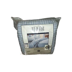 Vtg Dan River's Derby Check Full Bed-In-A-Bag Ensemble Blue & White Plaid Set - Picture 1 of 15