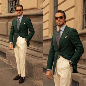Men's Suit Single Breasted Peak Lapel Casual Business Formal Custom Regular Fit - Picture 1 of 16