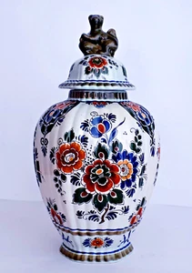 DELFT MULTICOLOR GINGER JAR LIDDED VASE POLYCHROME- EXCELLENT - Picture 1 of 7