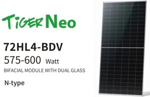 Jinko 590W Tiger Neo N Bi-Facial 30mm 30 Yr Wrnty JKM590N-72HL4-BDV x 36 panels - Picture 1 of 4