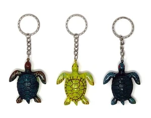 Hand Painted Sea Turtle Key Chain Keyring (Set of 3) - Picture 1 of 1