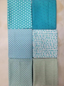 LOT 43 SIX FAT QUARTERS, PRE OWNED, NOT USED, BLUES - Picture 1 of 1