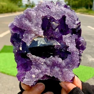375G Rare transparent purple cubic fluorite mineral crystal sample/China - Picture 1 of 22