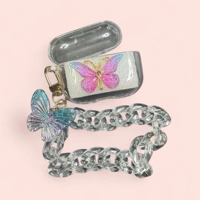 Airpod Pro Silicona Dura Mariposa Colorido Hada Brillo Cadena Estuche Foto 1 de 4