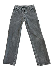 J Galt Shanghai Jeans Black Straight Leg Button Fly 100% Cotton Size Small - Picture 1 of 6