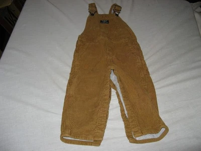 Oshkosh Bgosh B'Gosh Vestbak Tan Brown Corduroy Lined Overalls 18 Months - Image 1 of 4