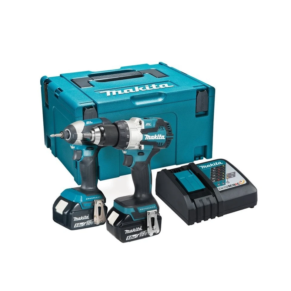 Makita DLX2507TJ 18v Cordless Brushless Twin Pack 2 x 5.0ah Batteries + Charger - Image 1 of 1