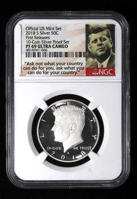 2018-S Silver Proof Kennedy Half Dollar 50C NGC PF69 Early Releases - Image 1 of 4