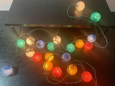 Vintage Melted Plastic Popcorn String Lights 20 Indoor/Outdoor - Image 1 of 4