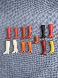 Barbie Vintage Botas Lote Vaquero Lluvia Con Cordones Alto Mediano Blanco Naranja Rojo Zapatos - Imagen 1 de 2