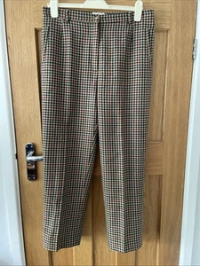 LADIES HOUSE OF BRUAR PURE WOOL CHECKED TROUSERS SIZE 16 STRETCH WAIST COUNTRY - Picture 1 of 17
