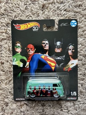 2017 Hot Wheels DC TEAL VOLKSWAGEN T1 PANEL Justice League Real Riders VW Bus - Image 1 of 2