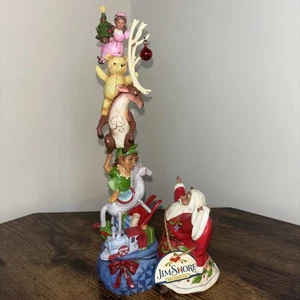 Neu 2015 Jim Shore "Big Wish" Weihnachtsmann & Tasche mit Figuren Elfe Bär Enesco 12" groß - Bild 1 von 19