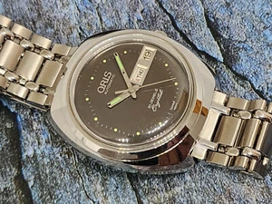 Rare Vintage Oris Black Dial Date Automatic Gents. - Imagen 1 de 8