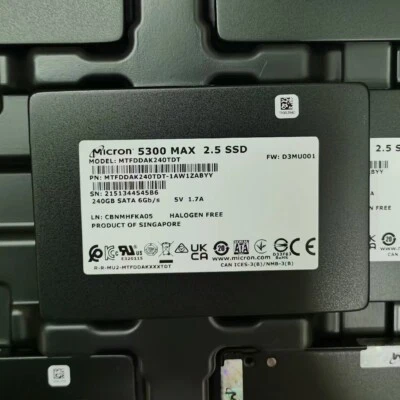 240GB SSD MICRON SATA 5300 MAX MTFDDAK240TDT-1AW1ZABYY FW:D3MU001 SATA 6Gb/s - Image 1 of 3